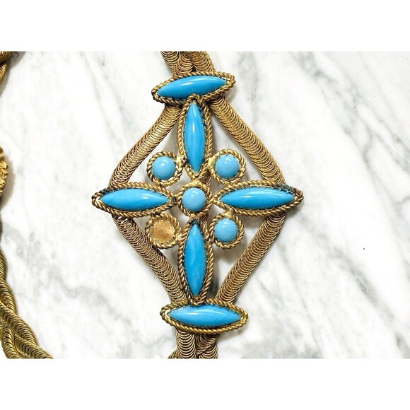 Antique Victorian Art Nouveau Turquoise Glass Belt Gibson Girl Restore main image 7